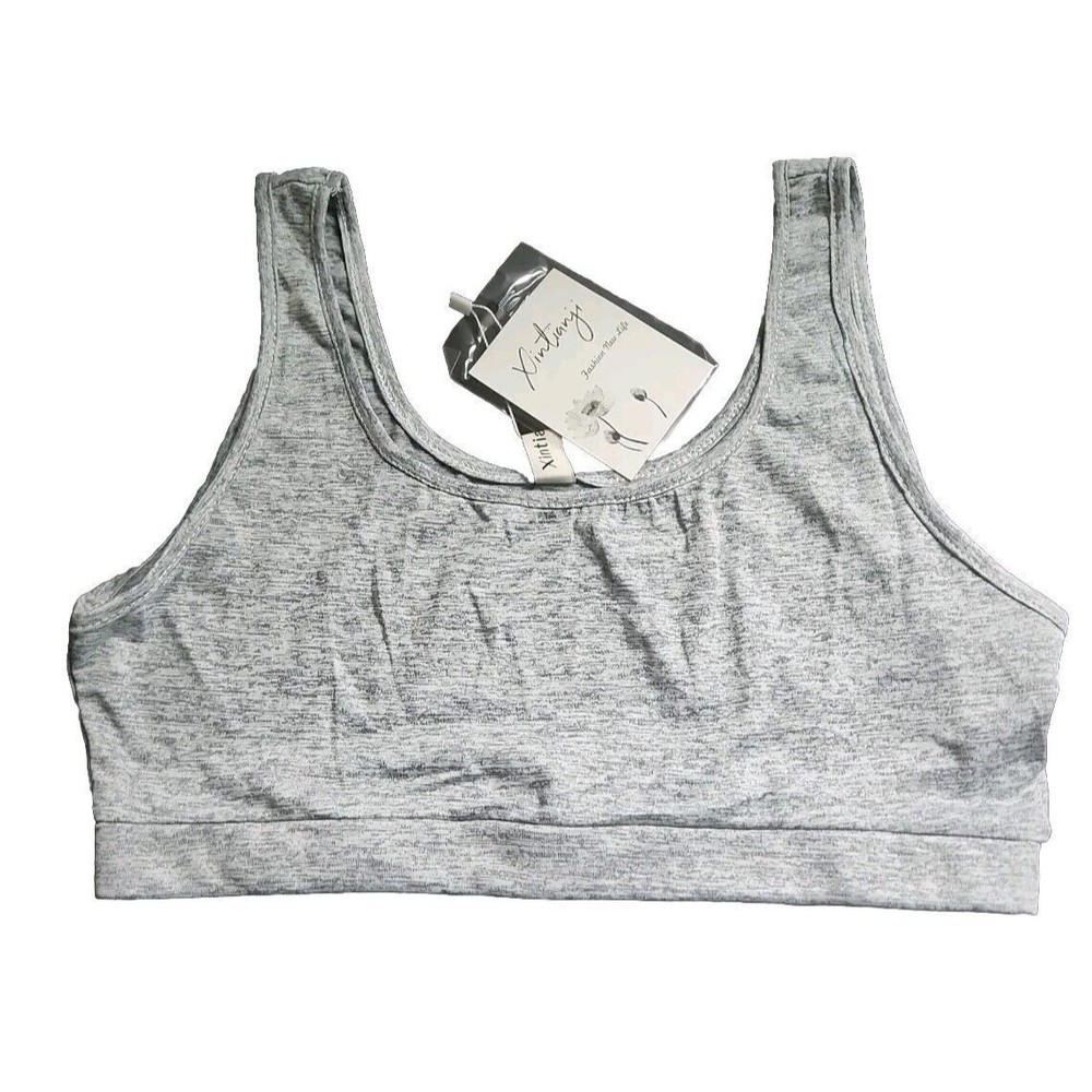 xintianji women built in bra running tops #23 gry Large